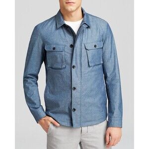 Vince Sz‎ L Coated Chambray Shirt Jacket Mens